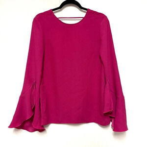 EUC IRO Haley Pink Bell-Sleeve V-Back Top - Business Casual